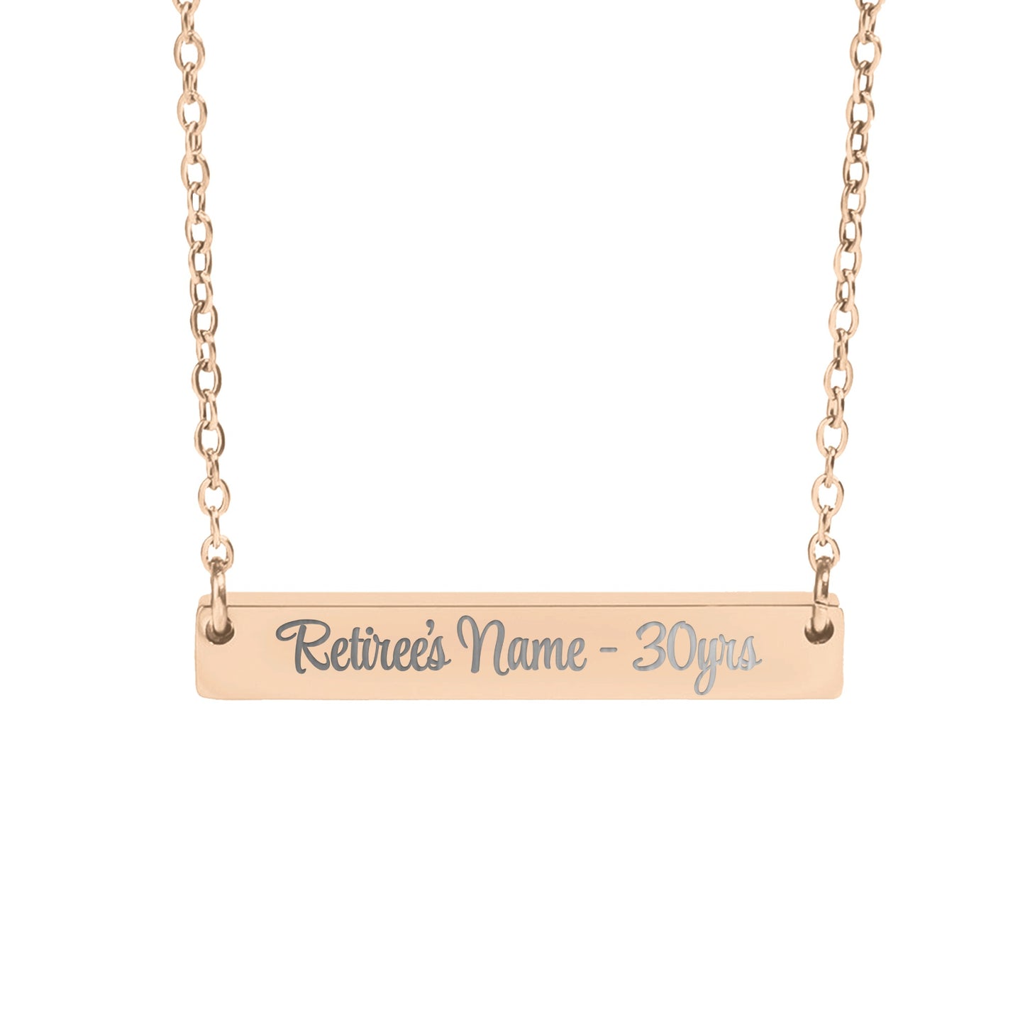 Retiree's Name 30yrs Engraved Bar Necklace