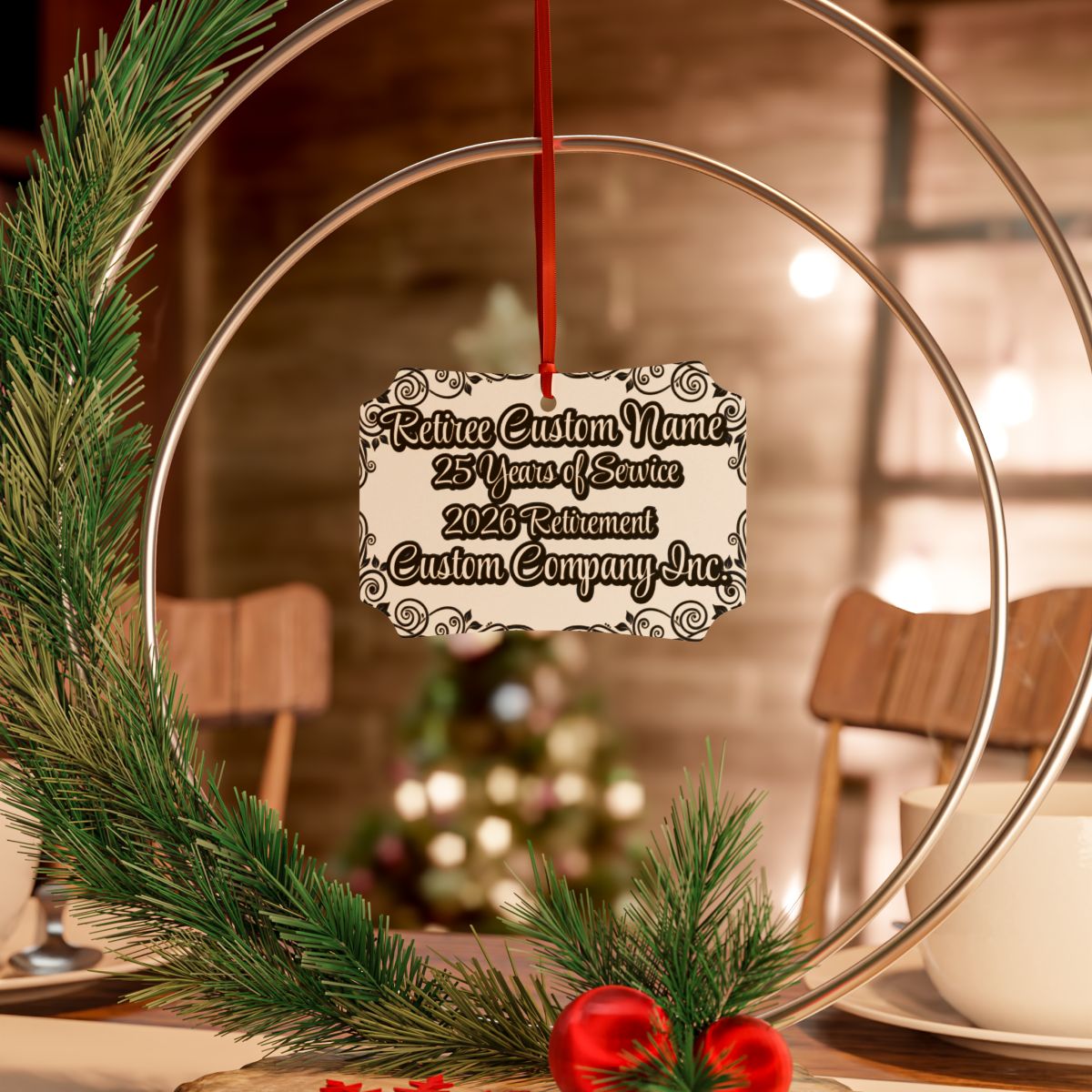 Custom Retirement Ornament with Company Name and Year