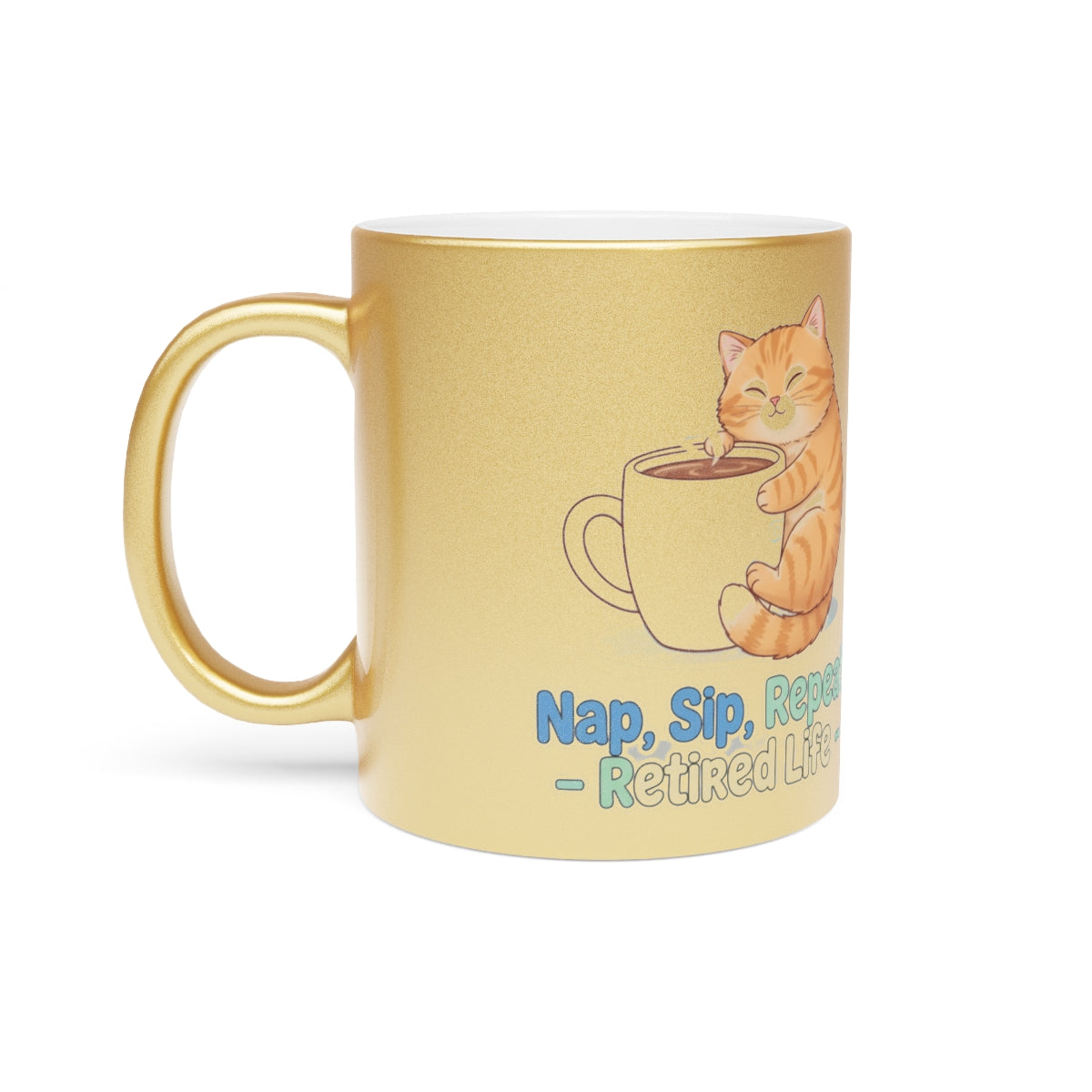 Nap Sip Repeat Retired Life Cat Mug