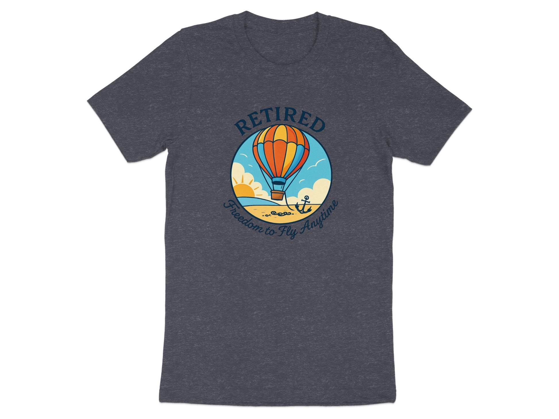 Retired Freedom to Fly Anytime | Dark Heather Color Bella T-Shirts - Retiree Gifts Retirement Party