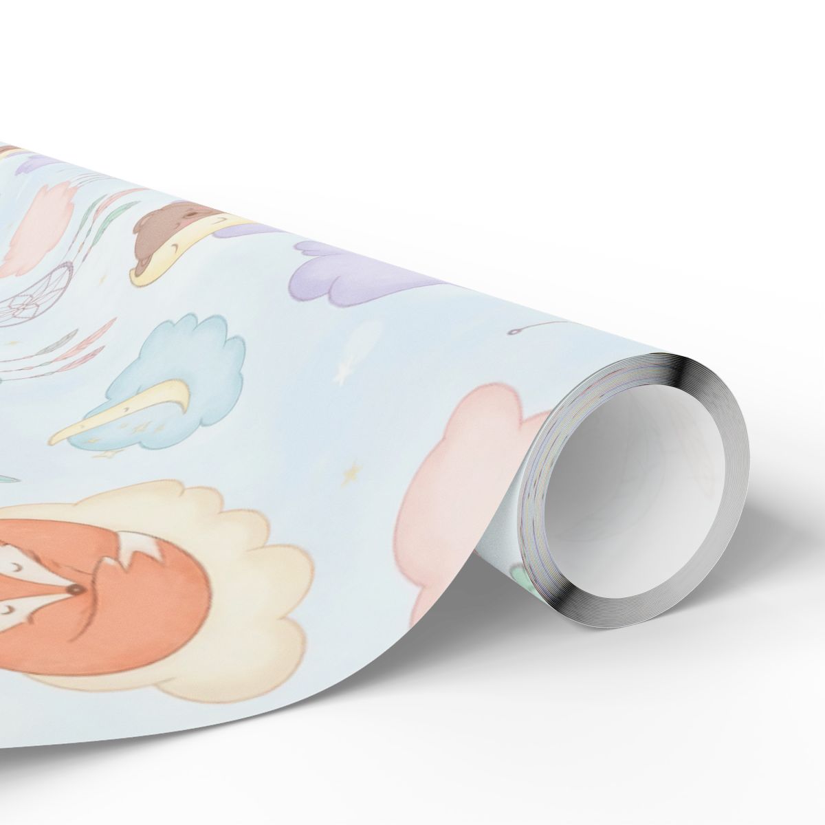 Whimsical Animals and Clouds Nursery Wallpaper Roll