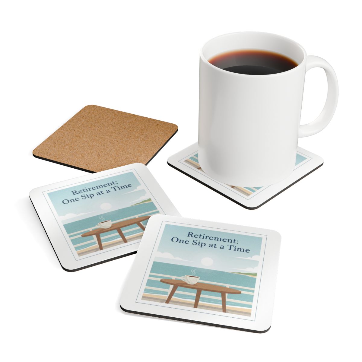 Retirement One Sip at a Time Themed Coasters