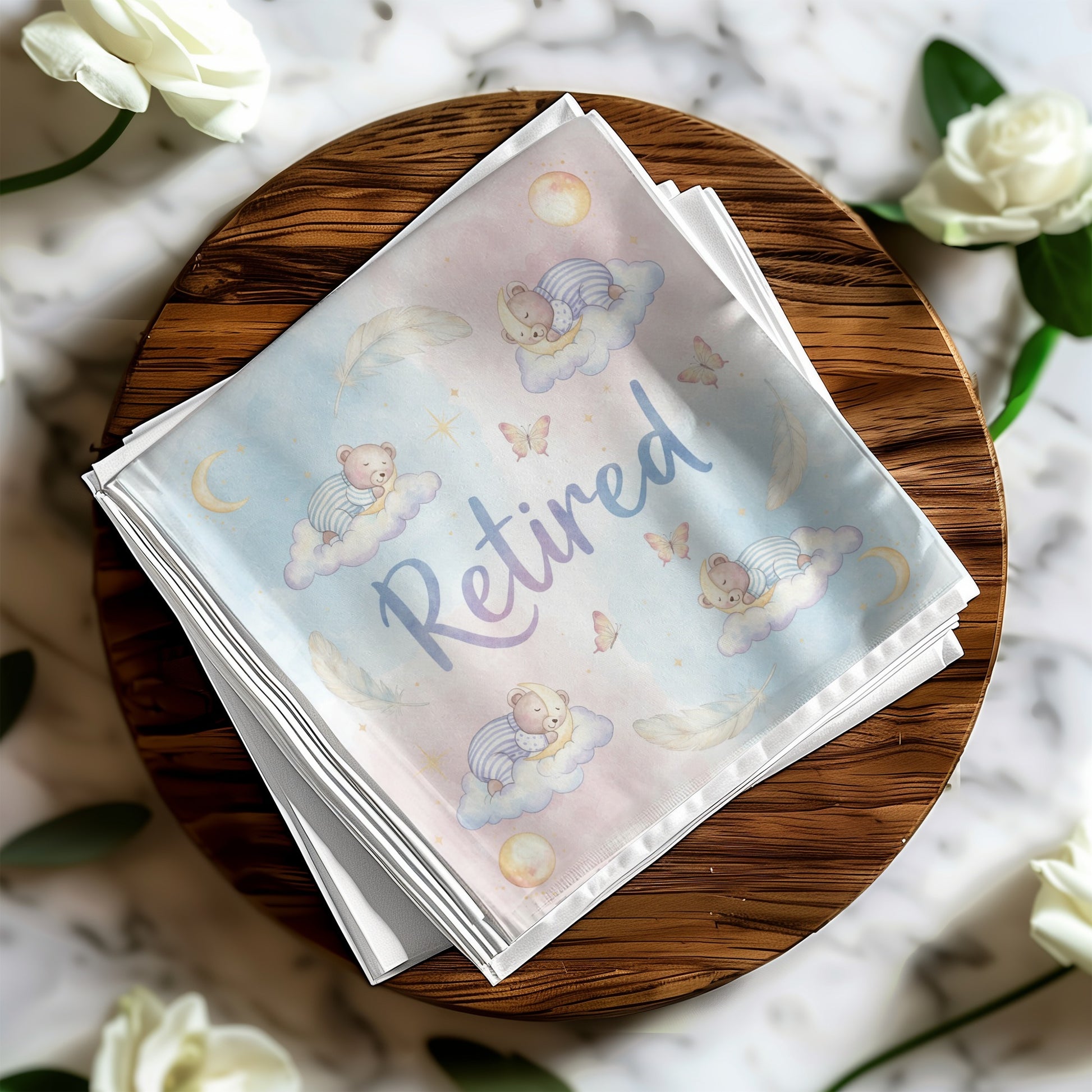 Retired Sleeping Baby on Cloud Design Blanket