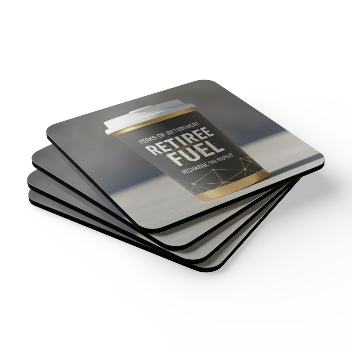 Perks of Retirement Retiree Fuel design coaster set