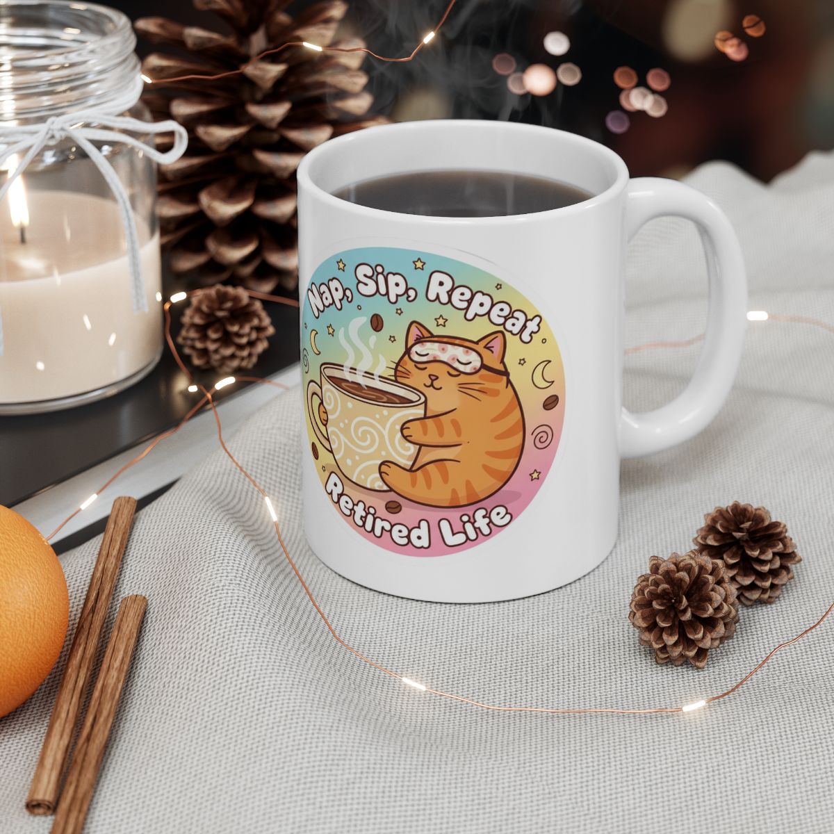 Nap Sip Repeat Retired Life Illustrated Mug
