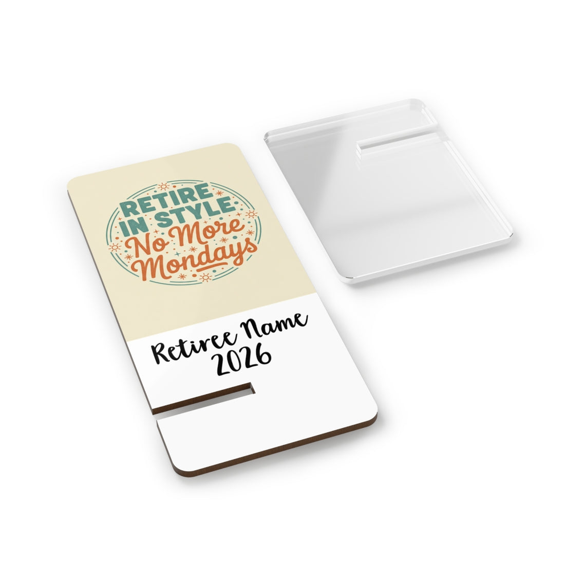 Retire in Style No More Mondays | Retirement Gift Idea | Personalized Phone Stand or Phone Charger - Retiree Gifts Retirement Party