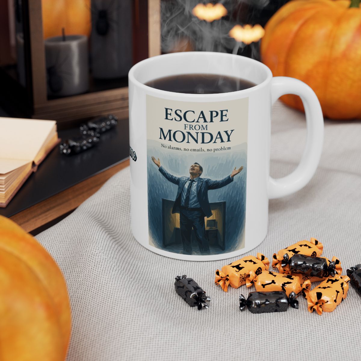 Escape From Monday No alarms no emails no problem | Personalized Microwavable Ceramic Mugs 11oz 15oz 20oz - Retiree Gifts Retirement Party