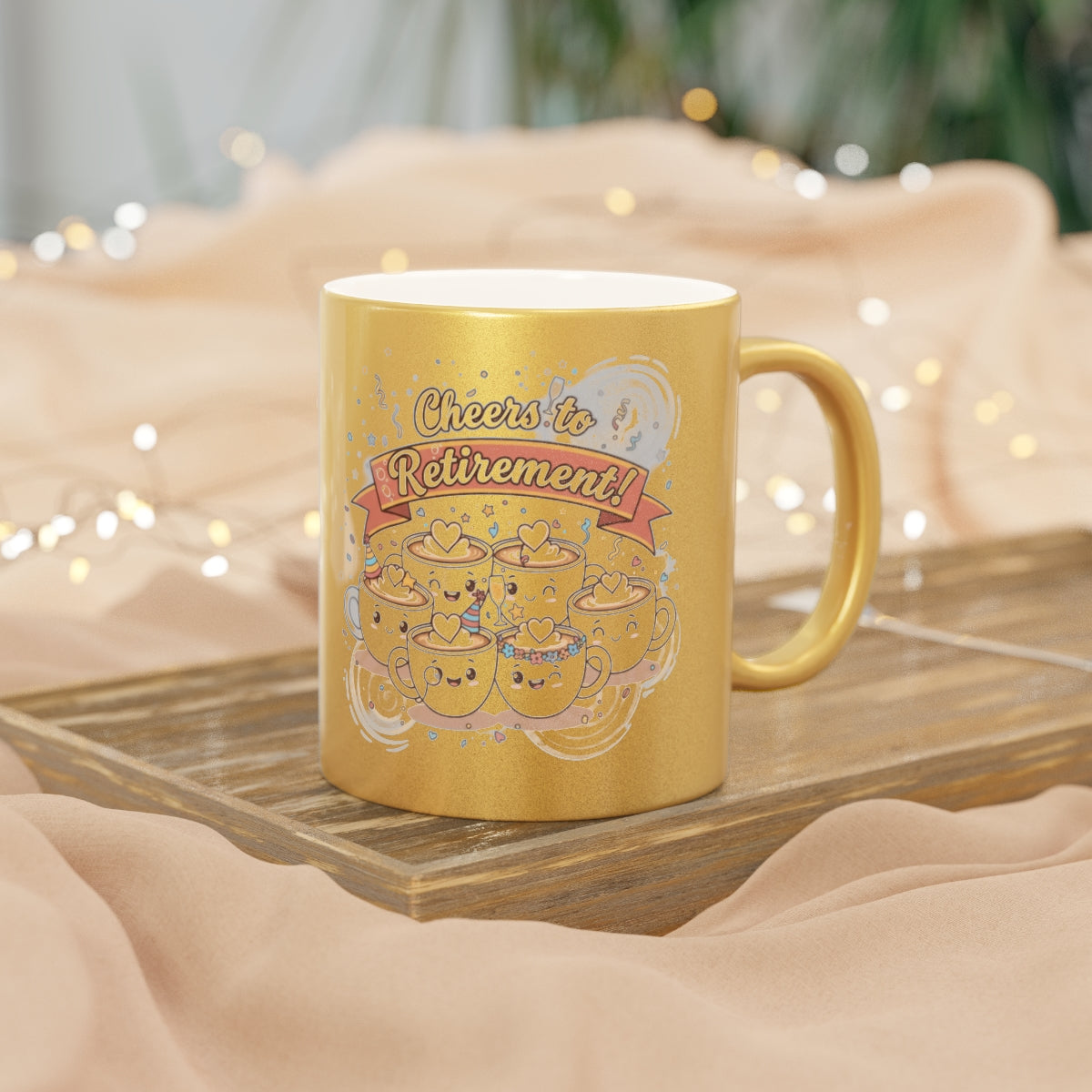 Cheers to Retirement Cute Cat Design Coffee Mug