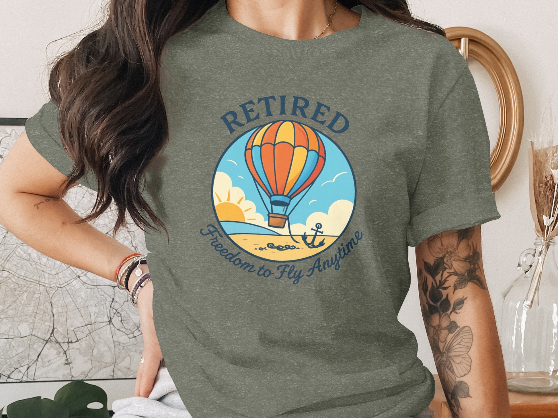 Retired Freedom to Fly Anytime | Dark Heather Color Bella T-Shirts - Retiree Gifts Retirement Party
