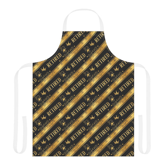 Retired themed gold and black patterned apron