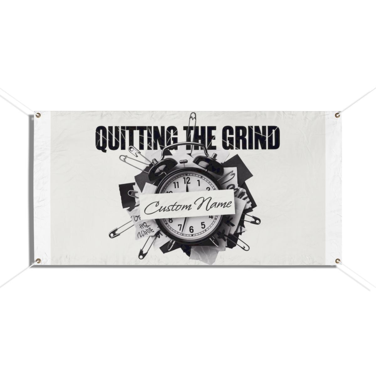 Quitting The Grind Clock with Pins on Paper Vinyl Banner or Yard Sign - Retiree Gifts Retirement Party