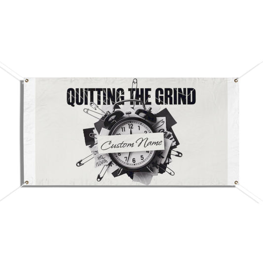 Quitting The Grind Clock with Pins on Paper Vinyl Banner or Yard Sign - Retiree Gifts Retirement Party