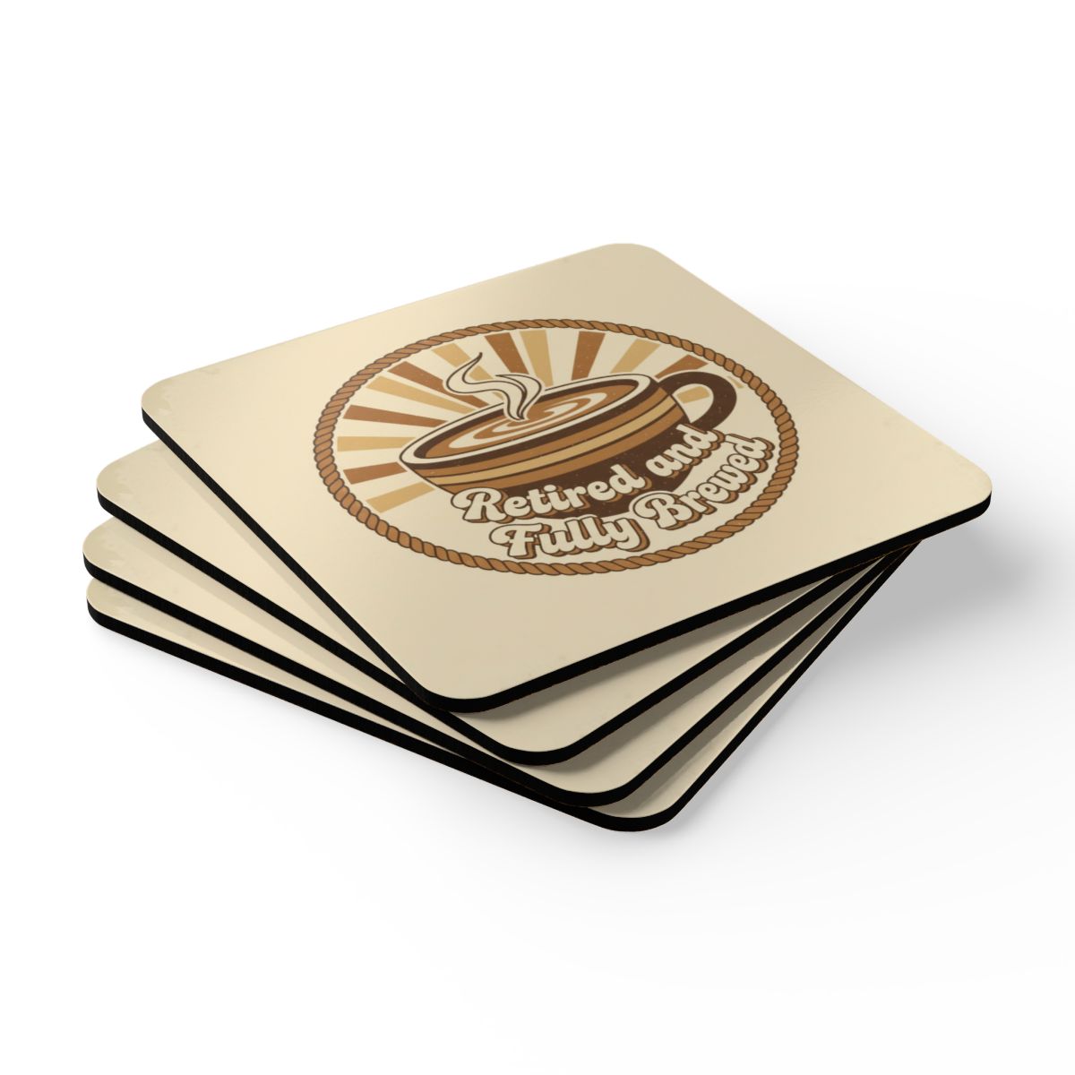 Retired And Fully Brewed Coaster Set for Coffee Lovers