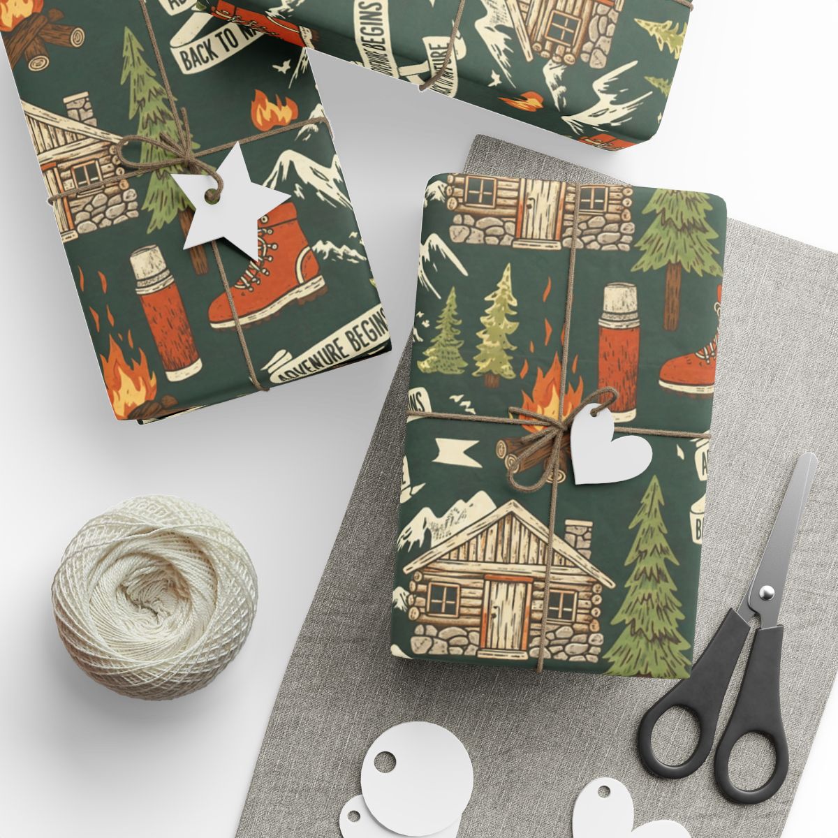 Adventure Begins Gift Wrap Packed with Outdoor Fun