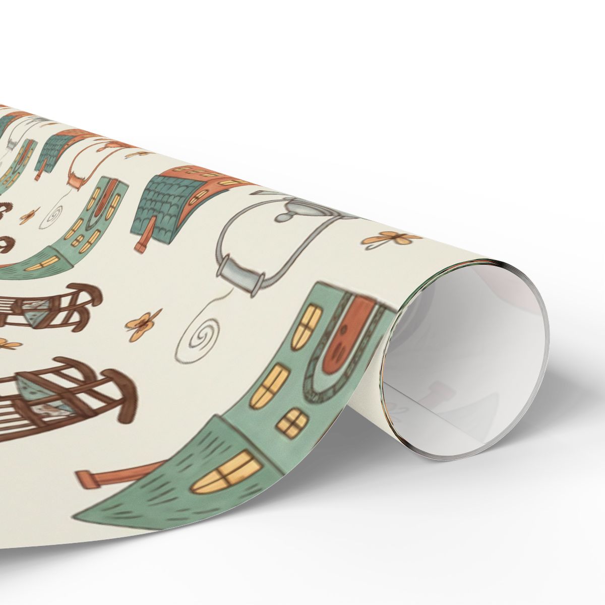 Whimsical Houses And Lanterns Pattern Wrapping Paper