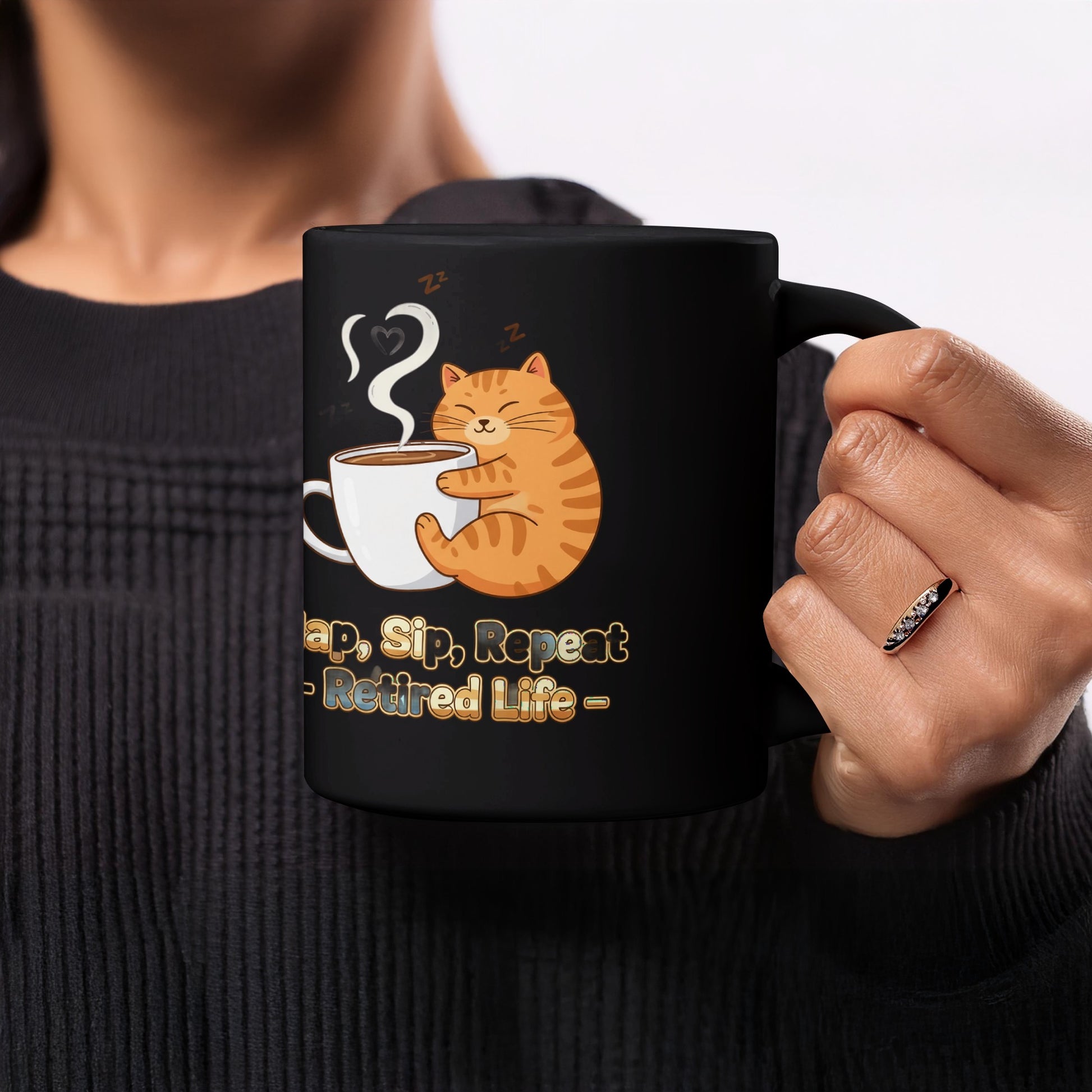 Nap Sip Repeat Retired Life Cat Design Mug
