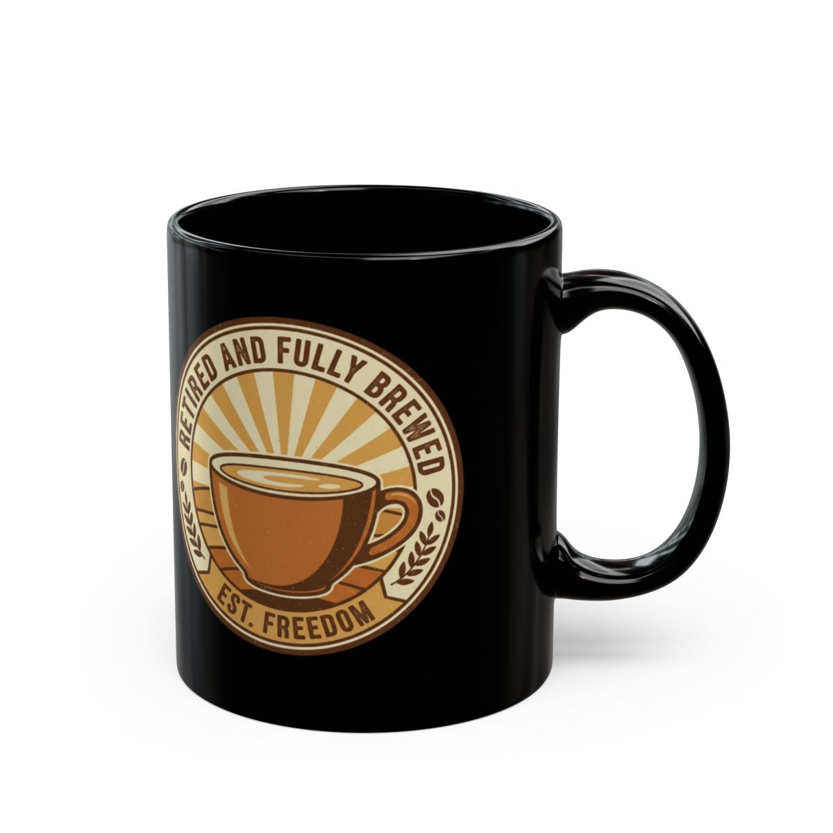 Retired and Fully Brewed Est. Freedom coffee mug