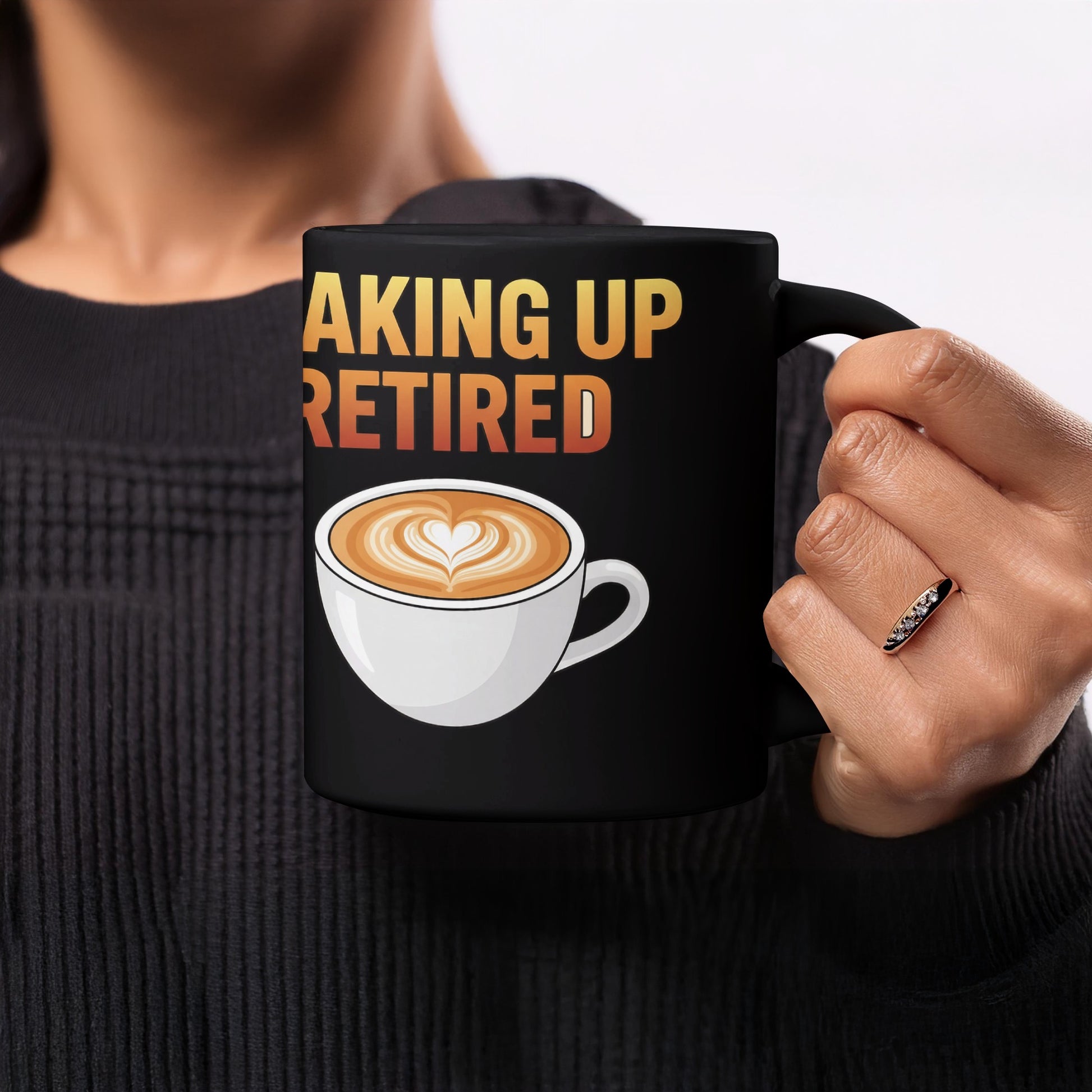 Waking Up Retired Coffee Cup With Heart Latte Mug