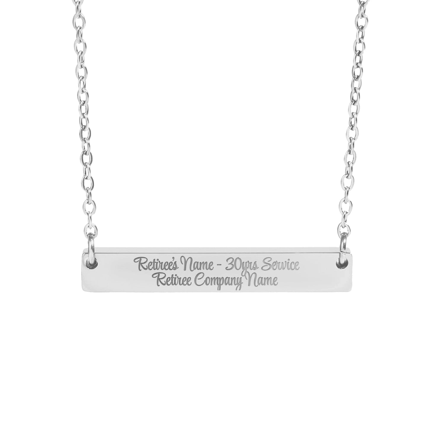 Retirement Custom Engraved Bar Necklace Gift Jewelry
