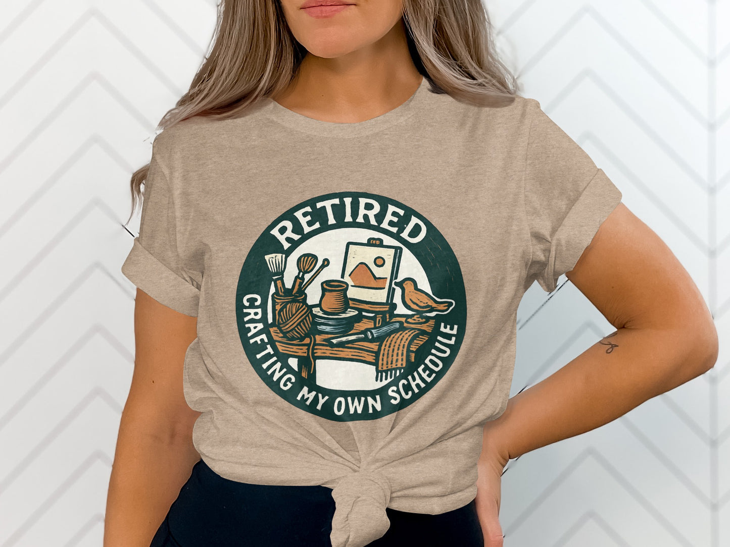 Retired Crafting My Own Schedule | Funny Retirement Soft Color Bella T-Shirts - Retiree Gifts Retirement Party