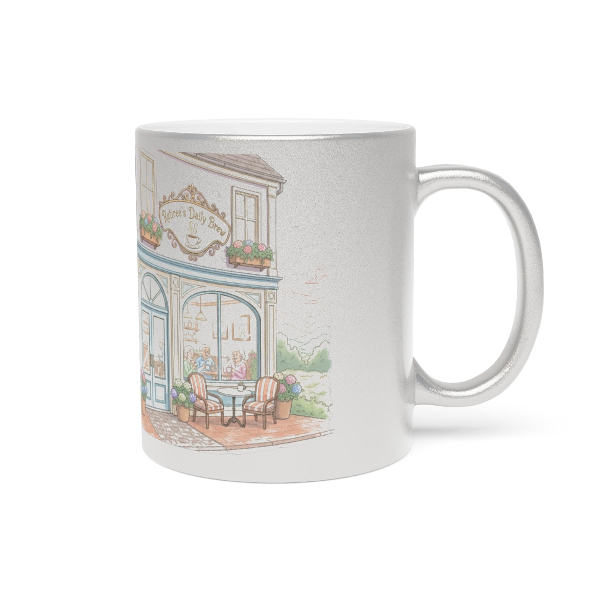 Charming Village Cafe Scene Coffee Mug