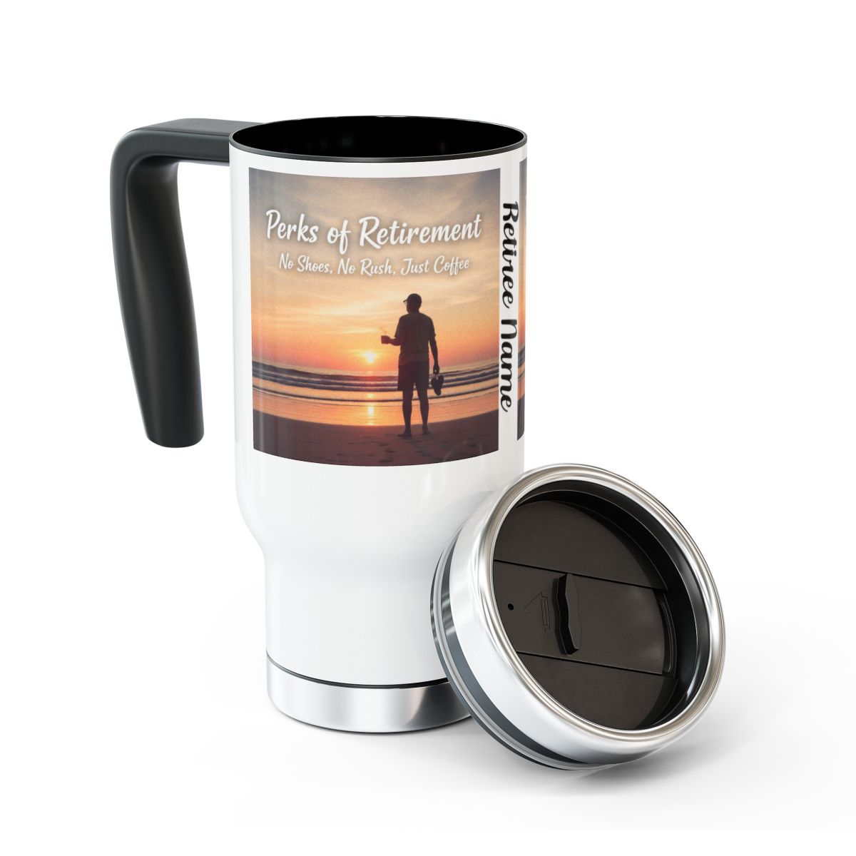 Perks of Retirement No Shoes No Rush Travel Mug