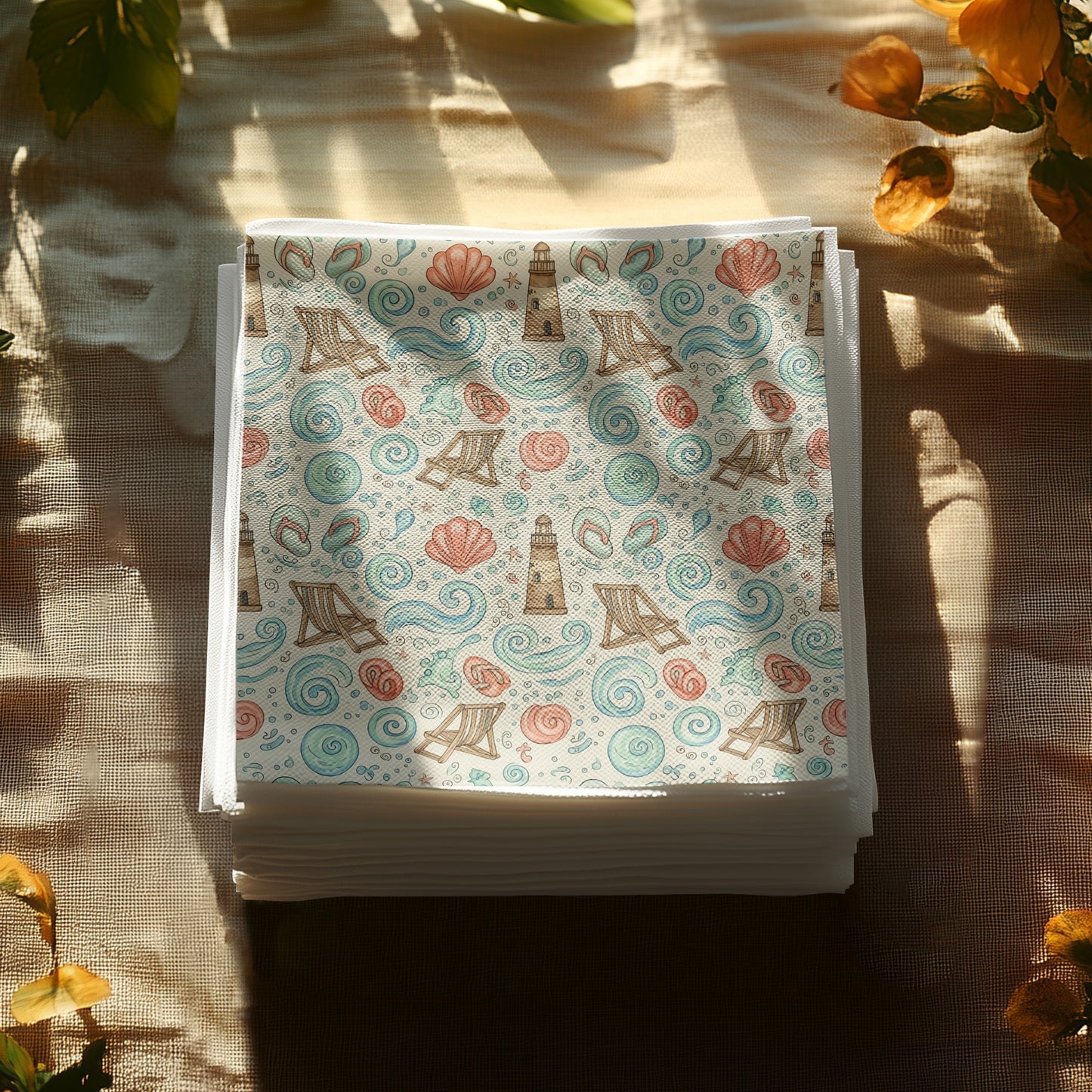 Eiffel Tower and Sea Shell Themed Napkins