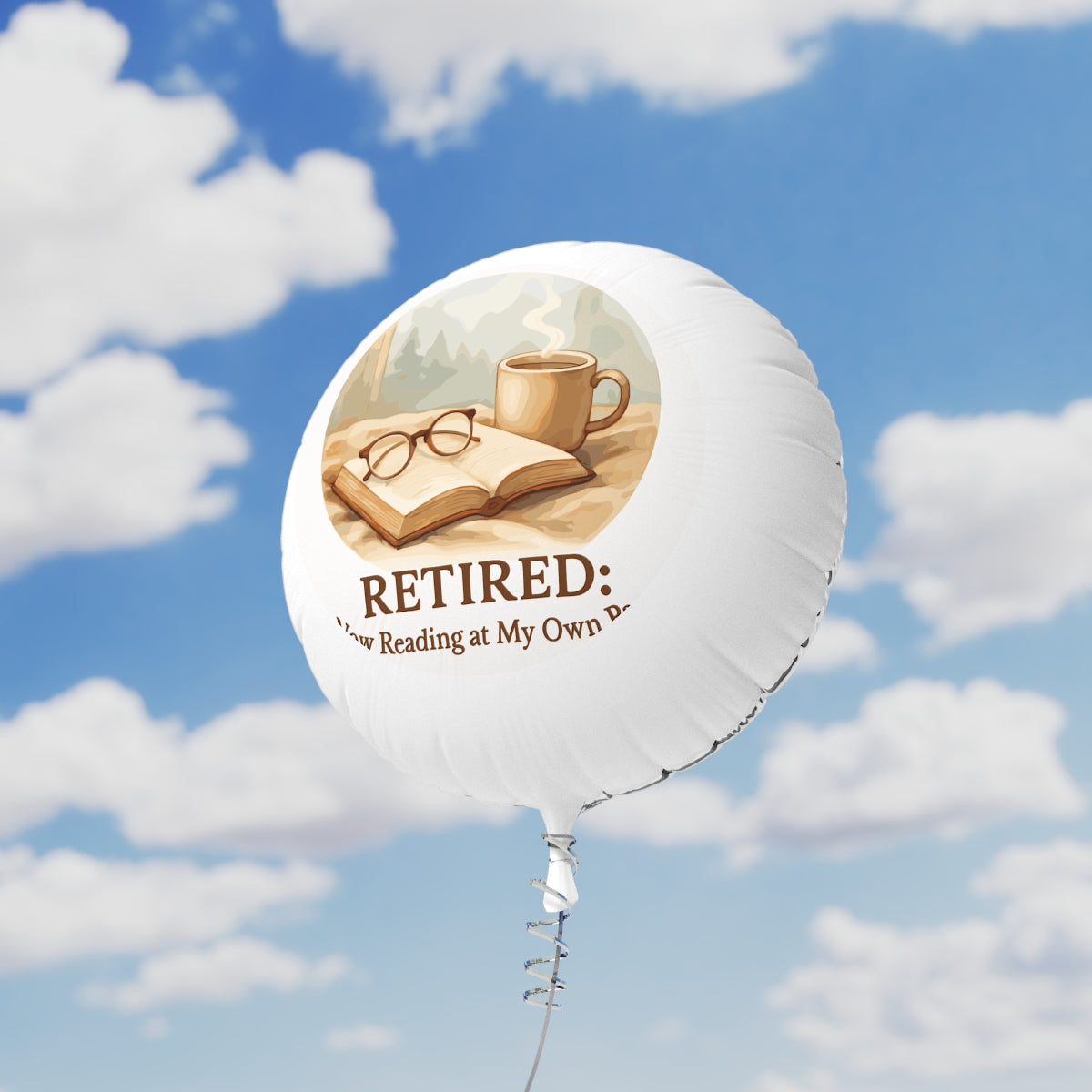 Retired Now Reading at My Own Pace | Beautiful Watercolor | Retirement Reading Mylar Ballons 11in or 22in - Retiree Gifts Retirement Party