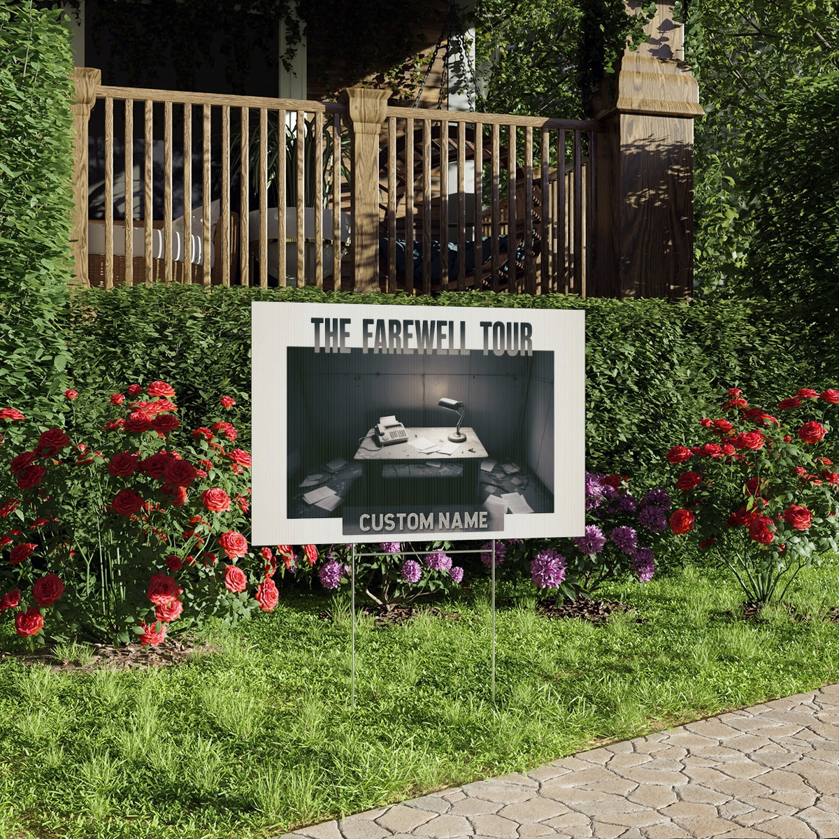 The Farewell Tour featuring Desk and Typewriter Vinyl Banner or Yard Sign - Retiree Gifts Retirement Party