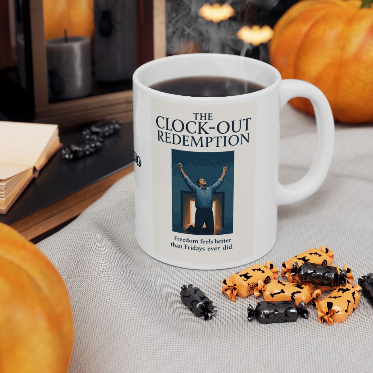 THE CLOCK-OUT REDEMPTION Freedom feels better than Fridays ever did | Personalized Microwavable Ceramic Mugs 11oz 15oz 20oz - Retiree Gifts Retirement Party