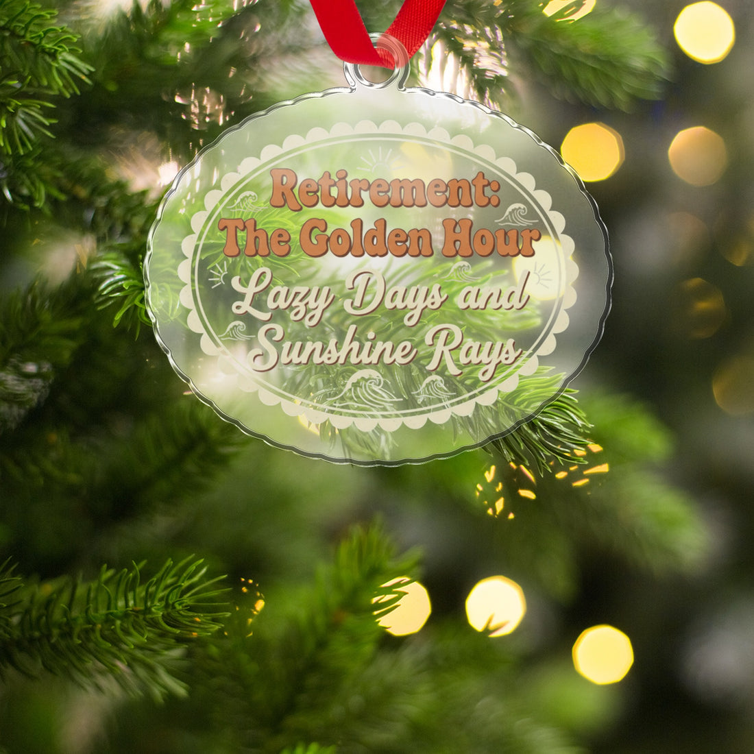 Retirement The Golden Hour Lazy Days Sunshine Rays | Personalized Retirement Gifts | Custom Cur Ornaments - Retiree Gifts Retirement Party