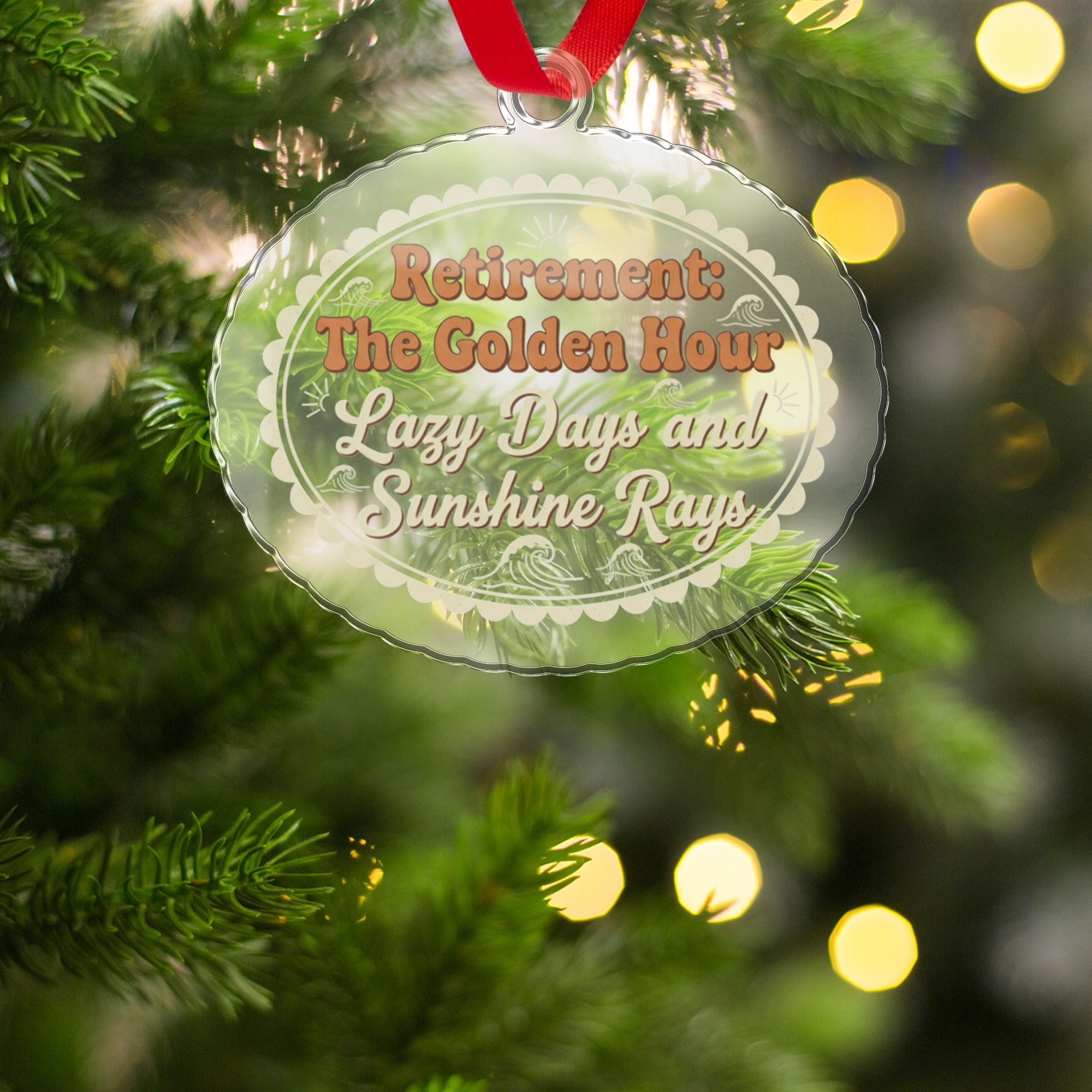 Retirement The Golden Hour Lazy Days Sunshine Rays | Personalized Retirement Gifts | Custom Cur Ornaments - Retiree Gifts Retirement Party