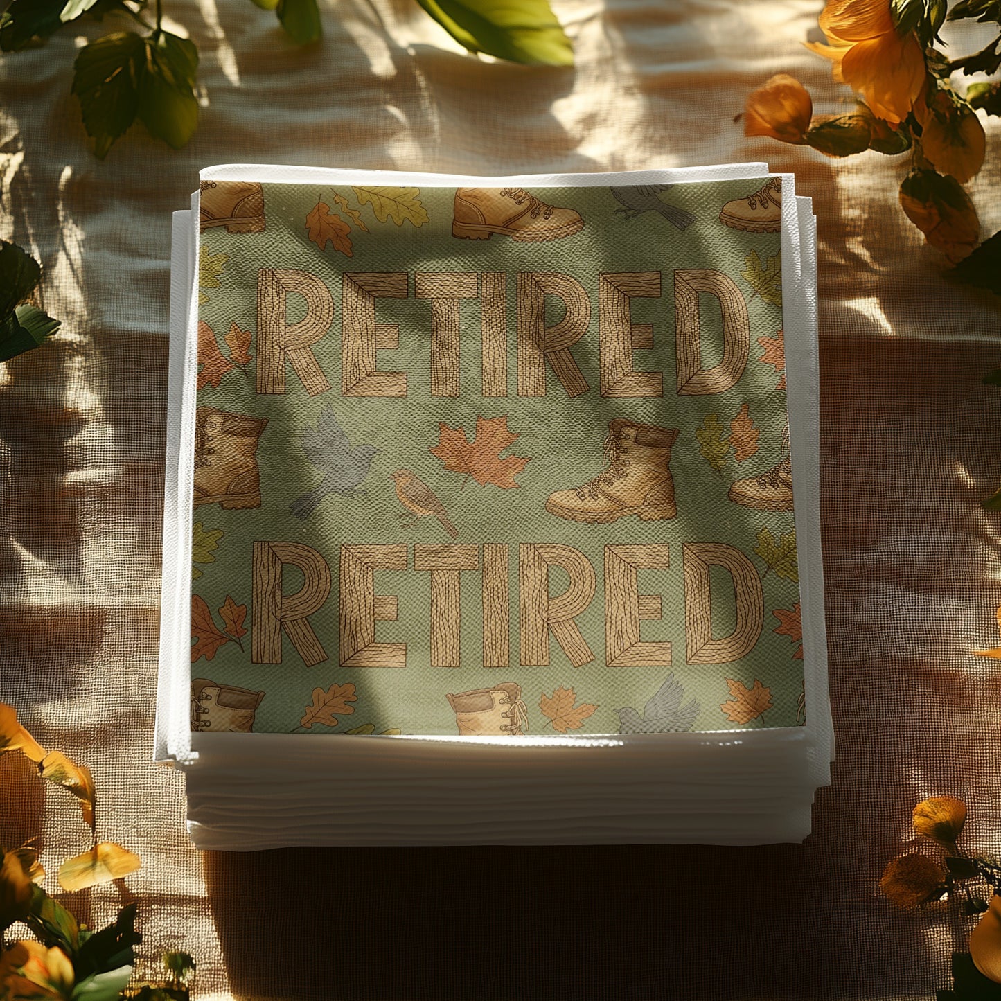 Retired Theme Design Napkins for Celebrations