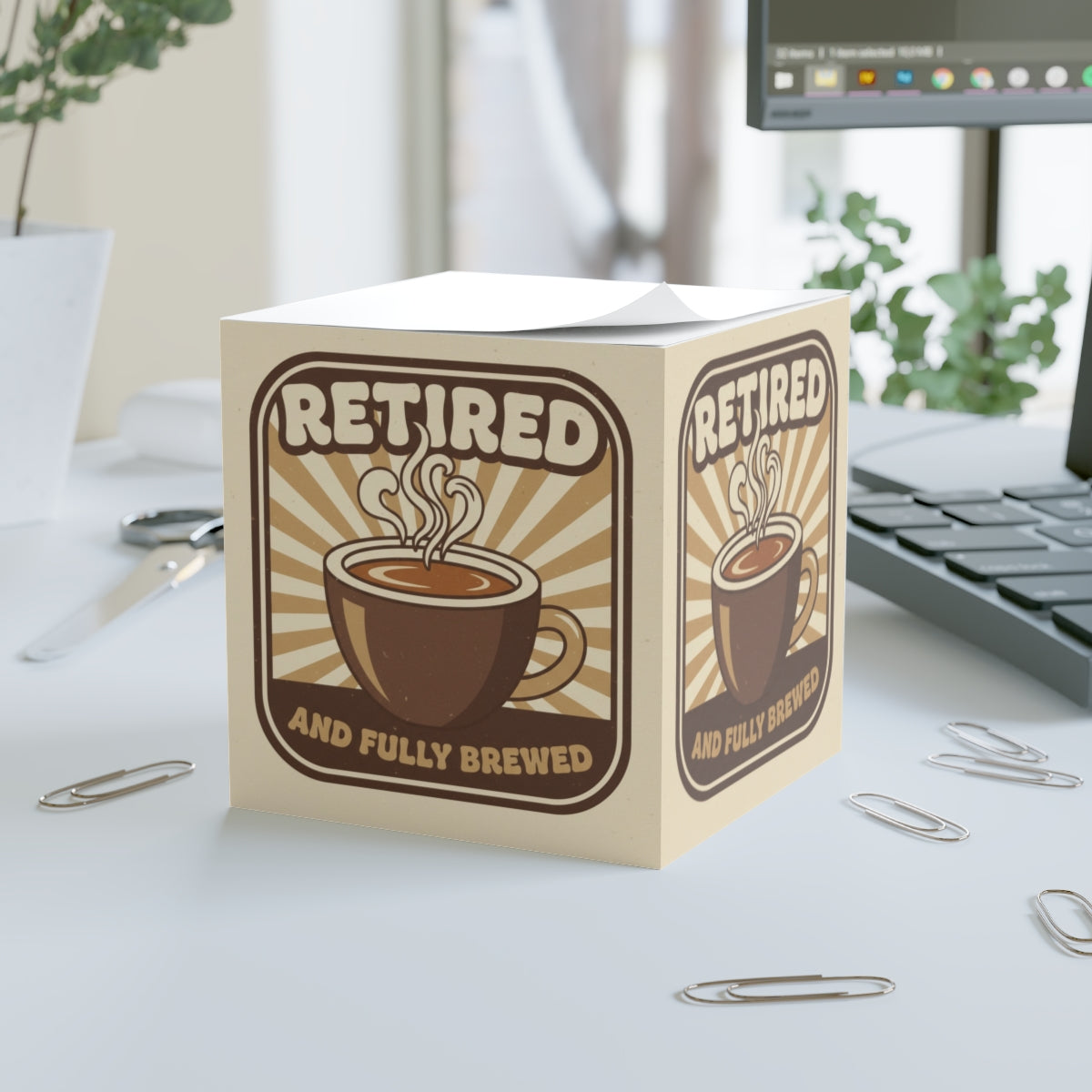 Retired and Fully Brewed Decorative Desk Sign