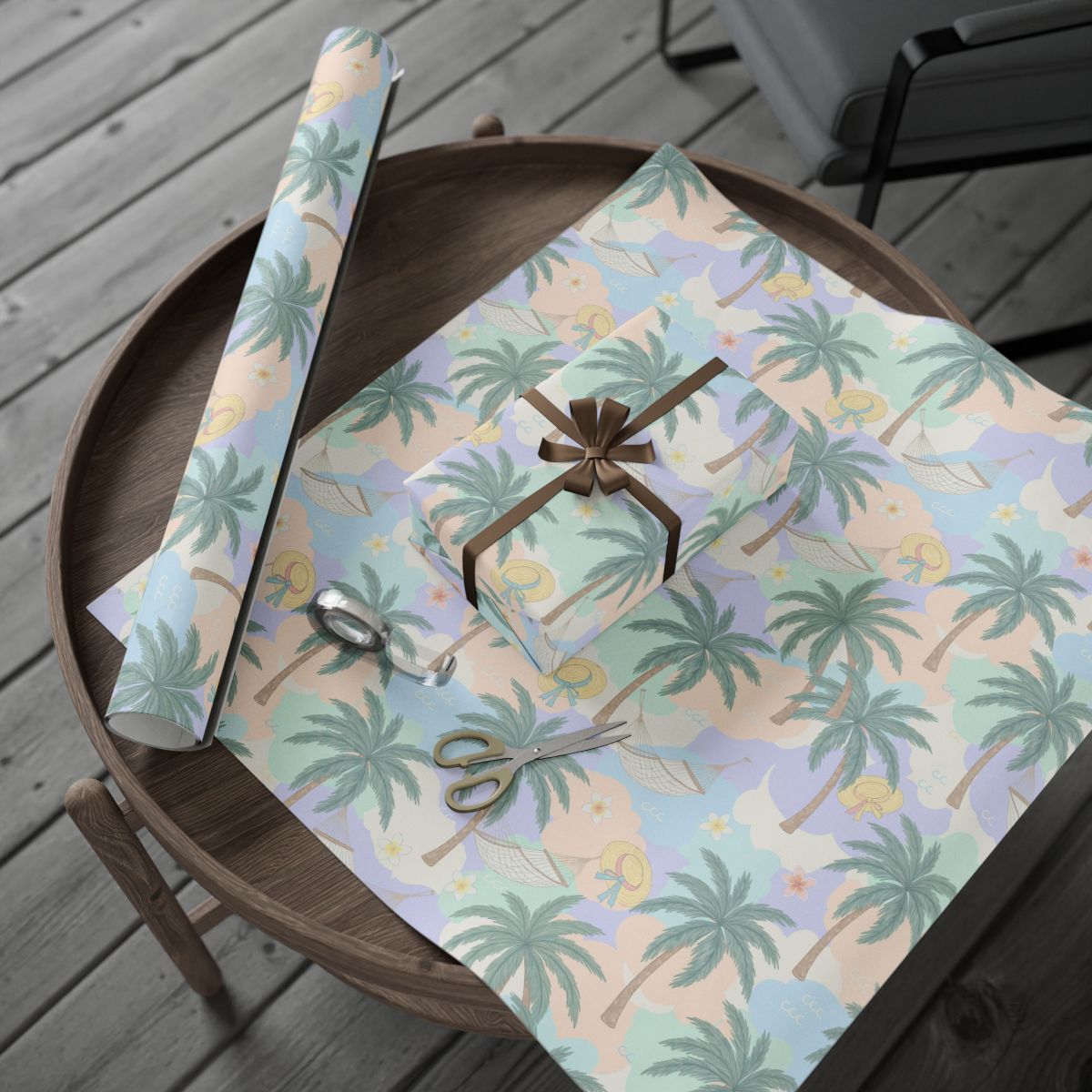 Colorful Tropical Themed Wrapping Paper Design