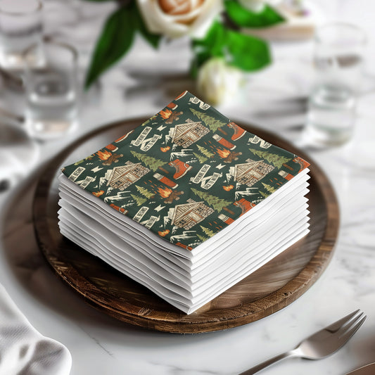 Rustic Vintage Camping Napkin Design Product