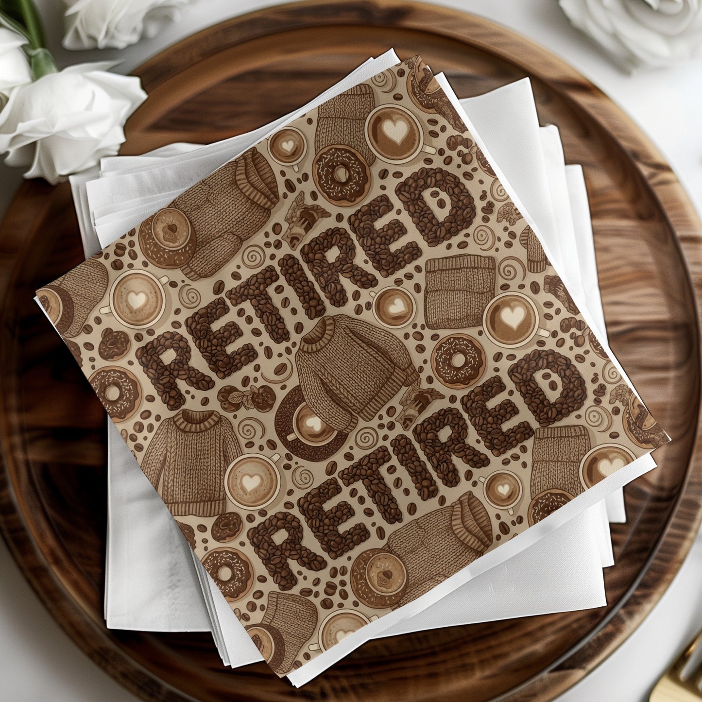 Cozy Retired Themed Decorative Kitchen Napkins