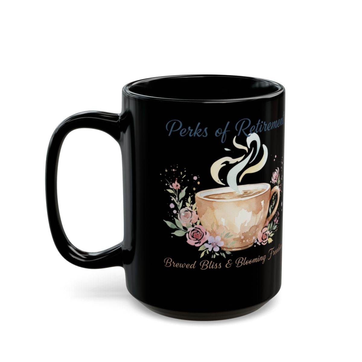 Perks of Retirement Brewed Bliss and Blooming Flowers Mug