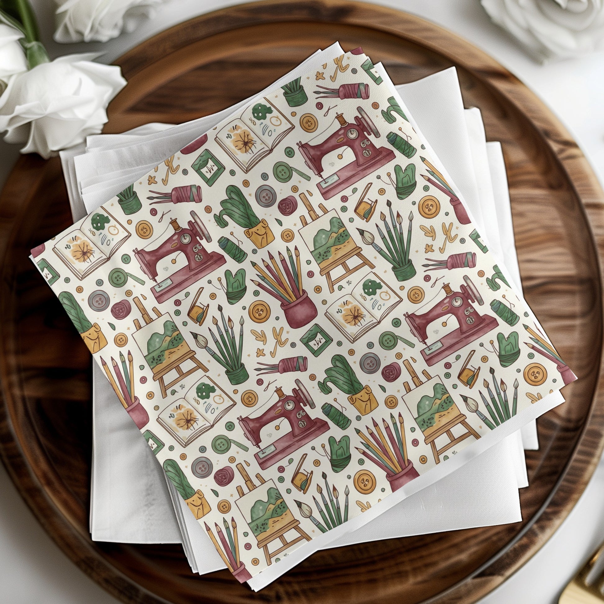 Vintage Sewing Machine and Craft Tools Decor Sheet