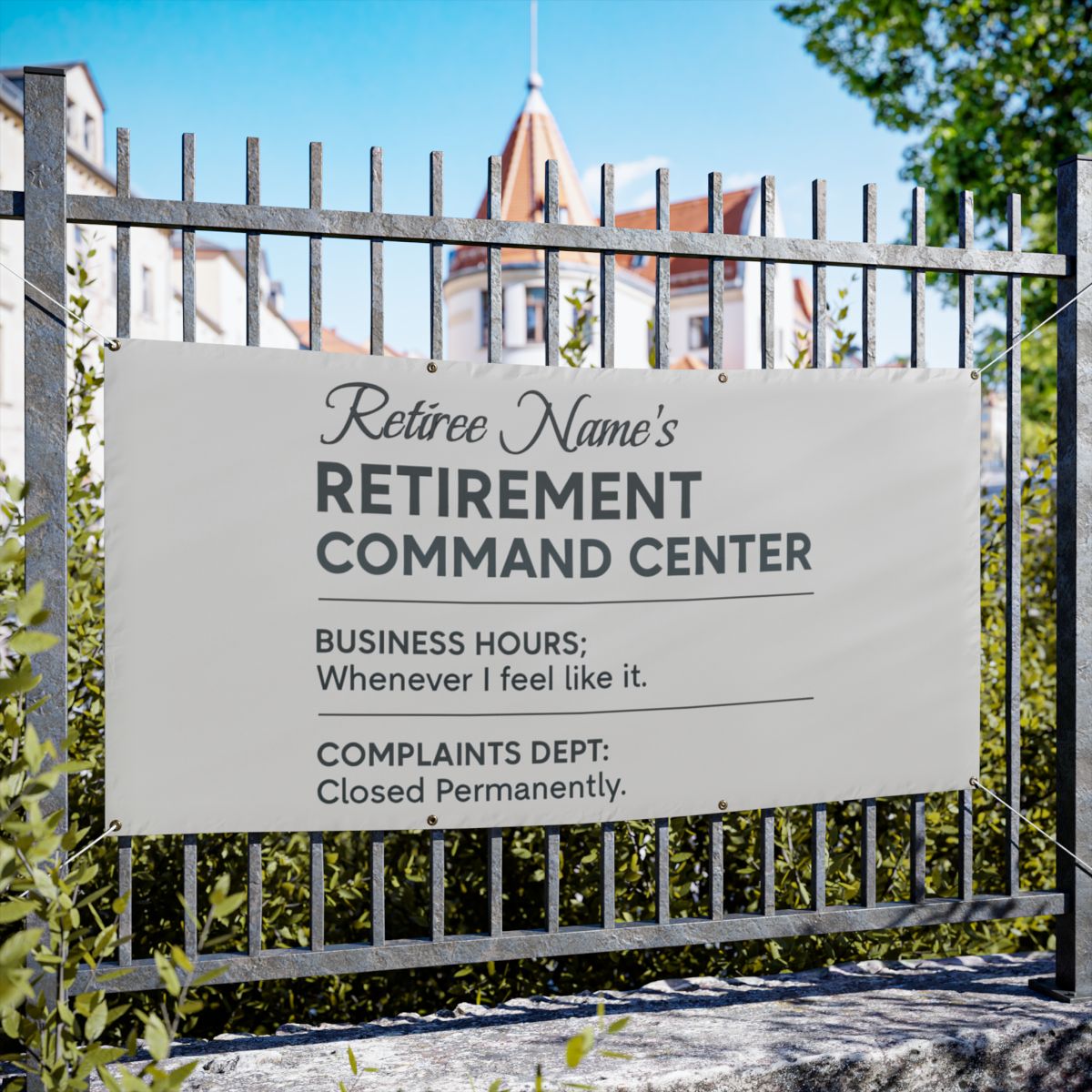 Funny Retirement Command Center Celebration Sign Large Vinyl Banner or Yard Sign - Retiree Gifts Retirement Party