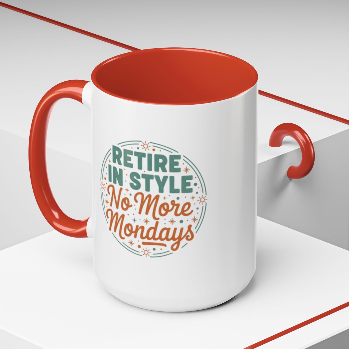 Retire in Style No More Mondays | Retirement Mug | Gold Silver Black or Access Mugs - Retiree Gifts Retirement Party