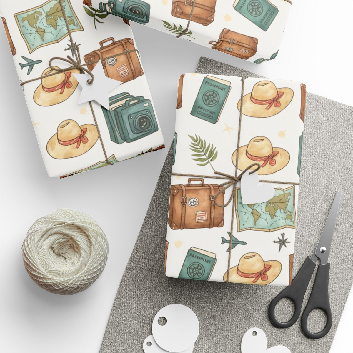 Travel Adventure Patterned Gift Wrapping Paper Sheets