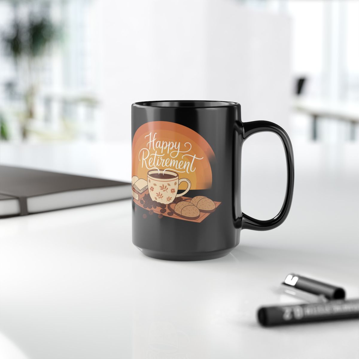 Happy Retirement Mug with Cozy Coffee Design