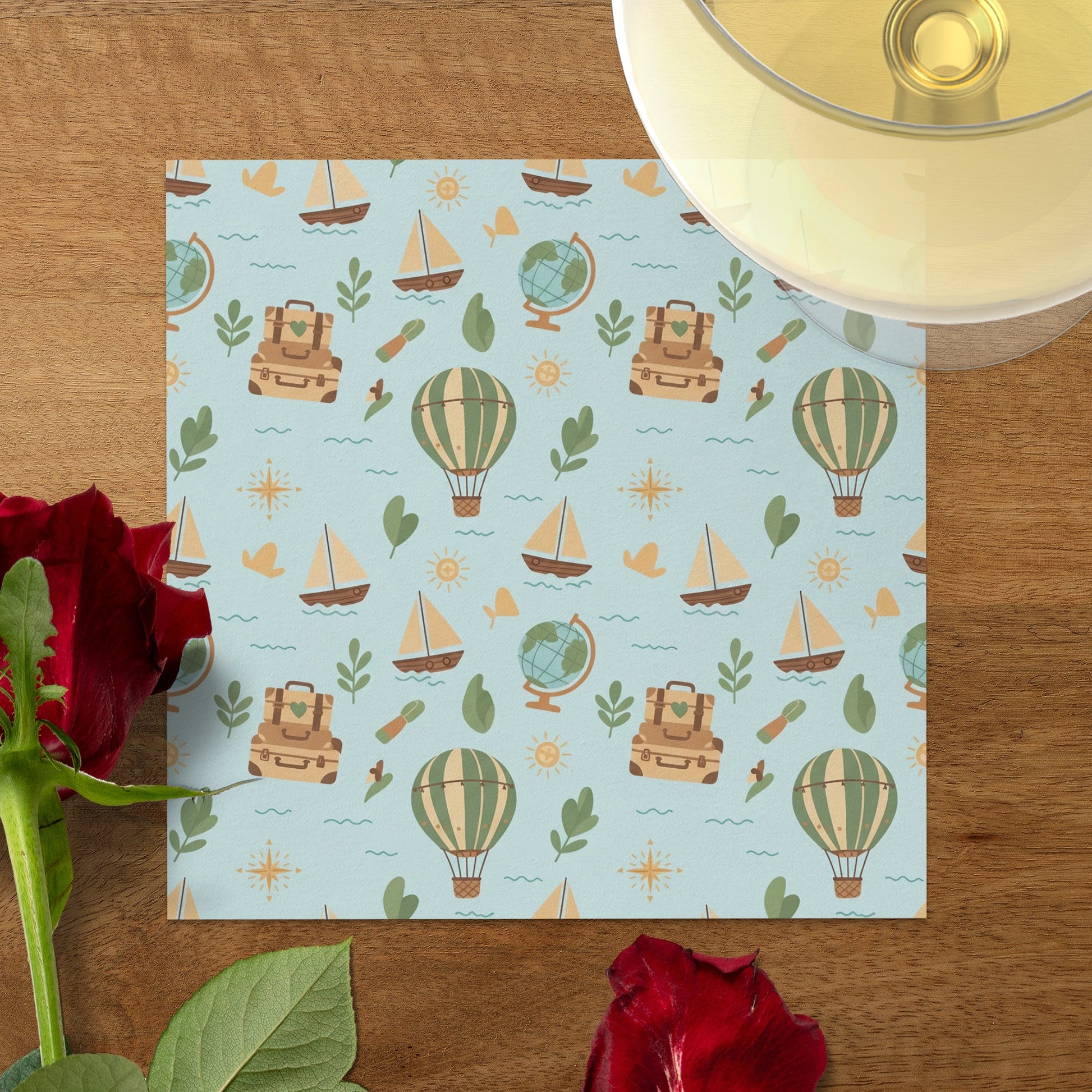 Cute Travel Adventure Patterned Square Scrapbooking Paper