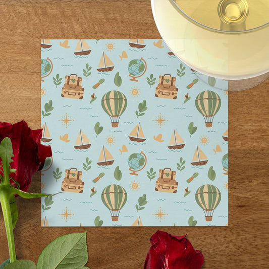 Cute Travel Adventure Patterned Square Scrapbooking Paper