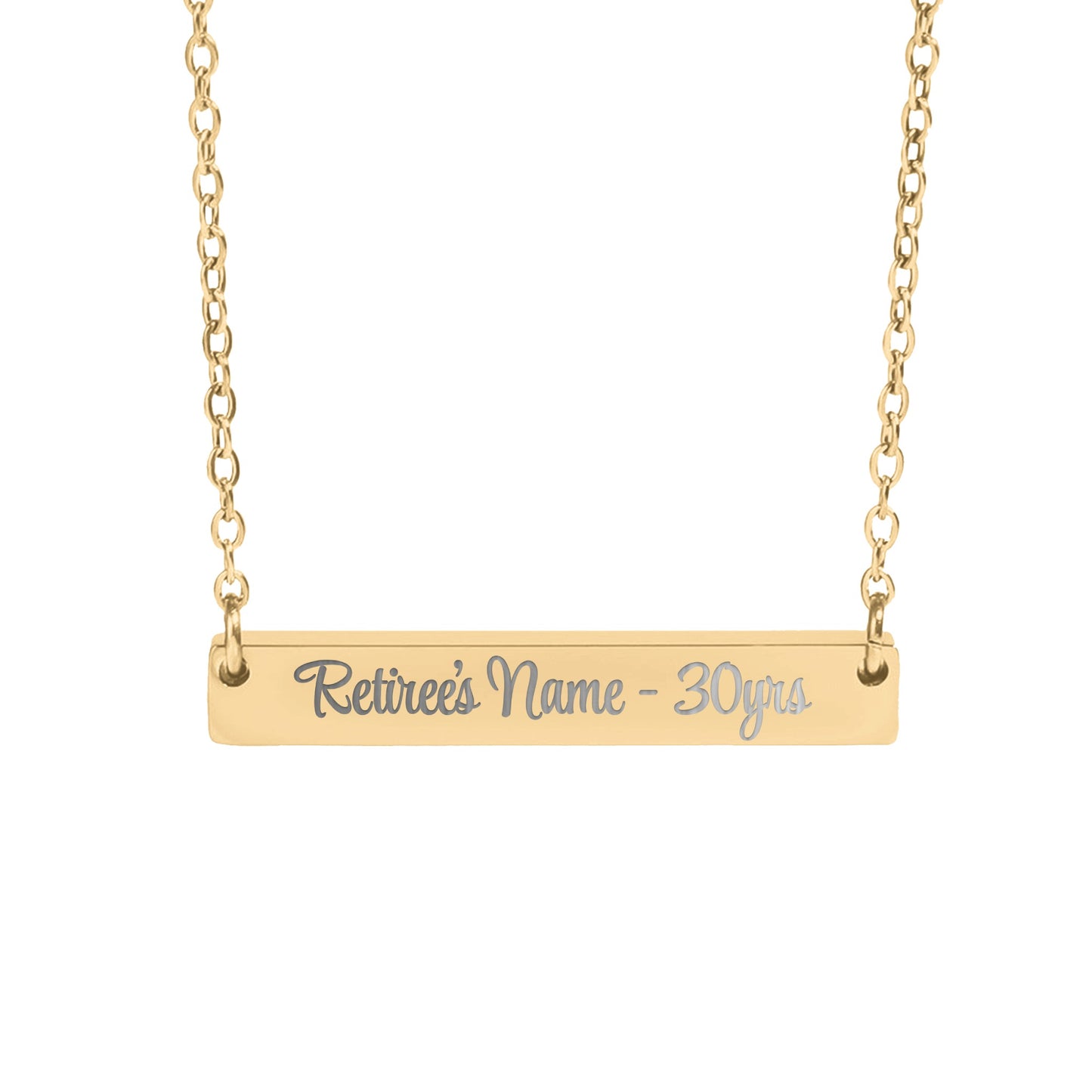 Retiree's Name Custom Engraved Bar Necklace Gift