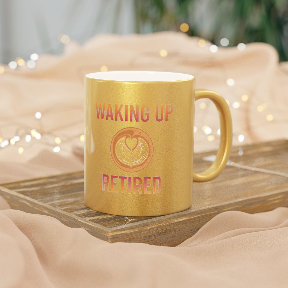 Waking Up Retired Mug with Coffee Art Pattern