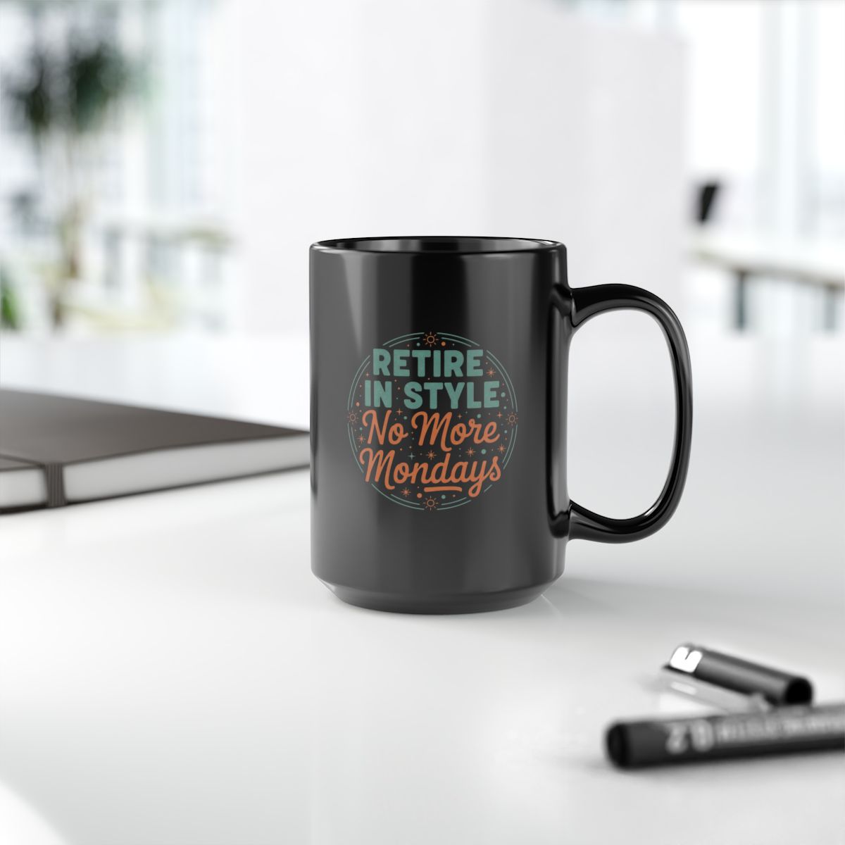 Retire in Style No More Mondays | Retirement Mug | Gold Silver Black or Access Mugs - Retiree Gifts Retirement Party