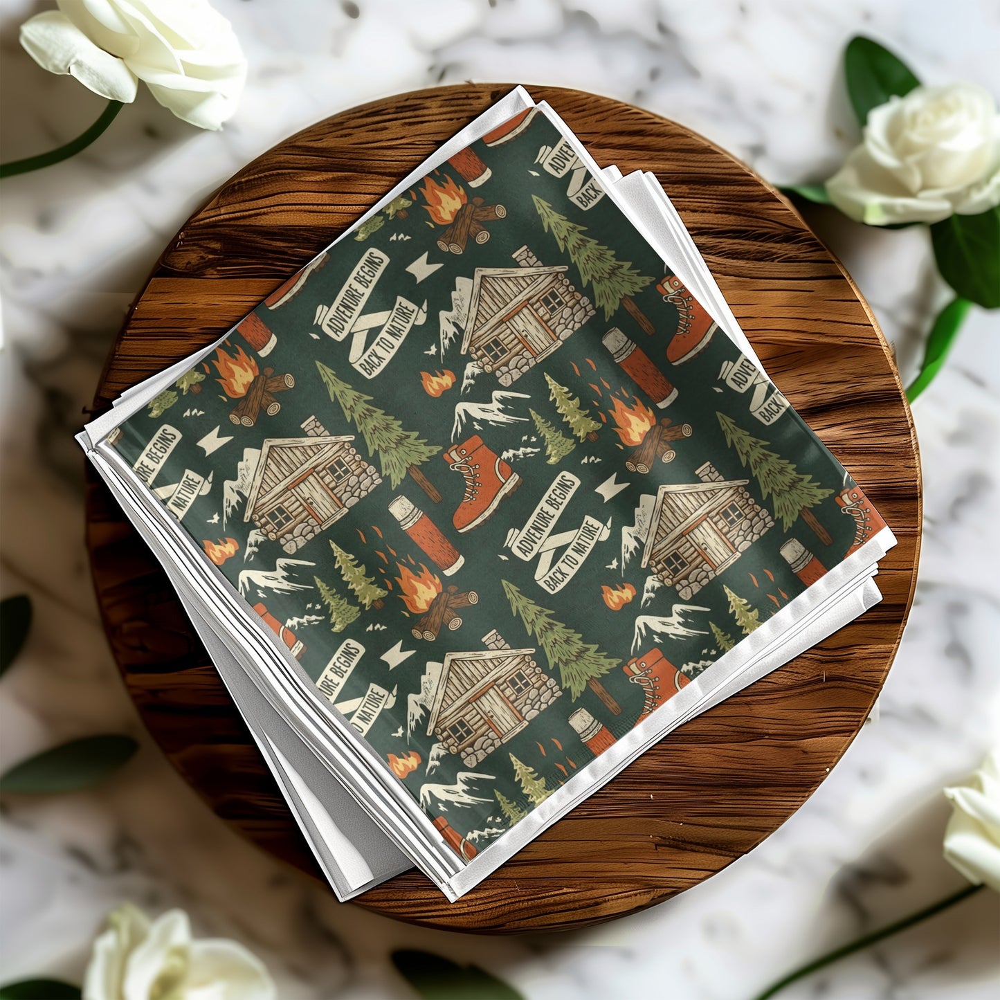 Cabin and Nature Themed Paper Napkins Pack