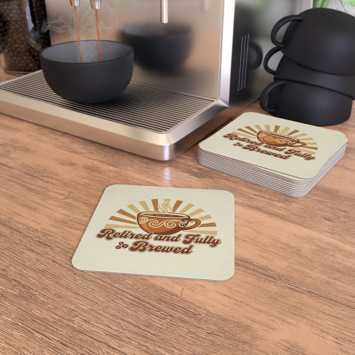 Retired and Fully Brewed Square Coaster Product